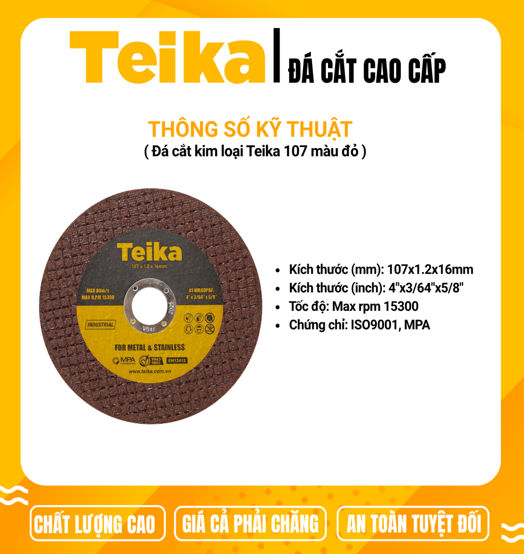 Đá cắt kim loại Teika 107 màu đỏ